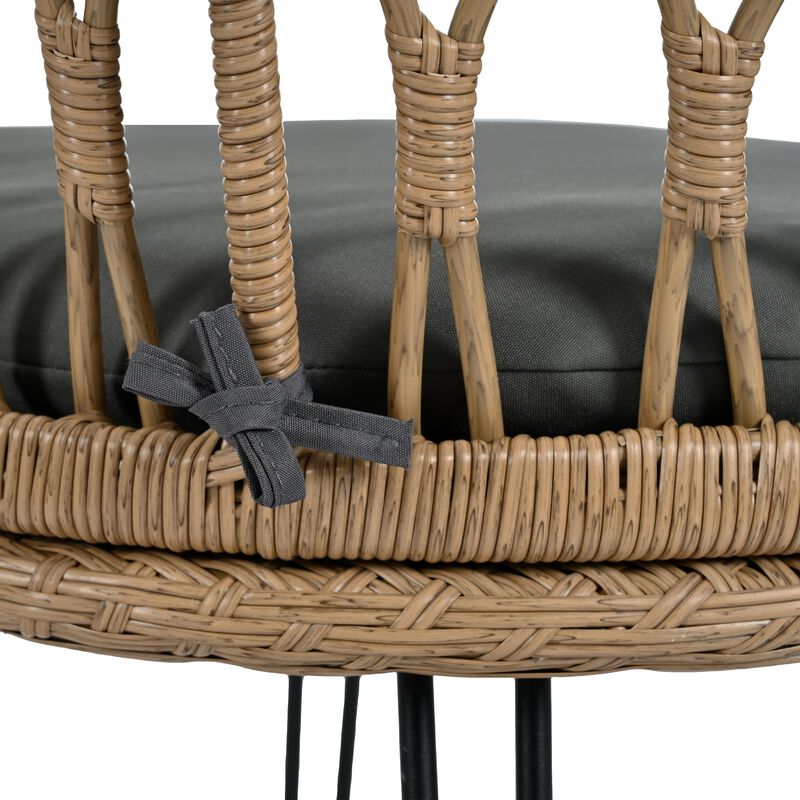 Mondawe 2 Pieces Outdoor Table And Chair Set,Patio Garden Set W/ Rattan Chairs And Round Glass Table