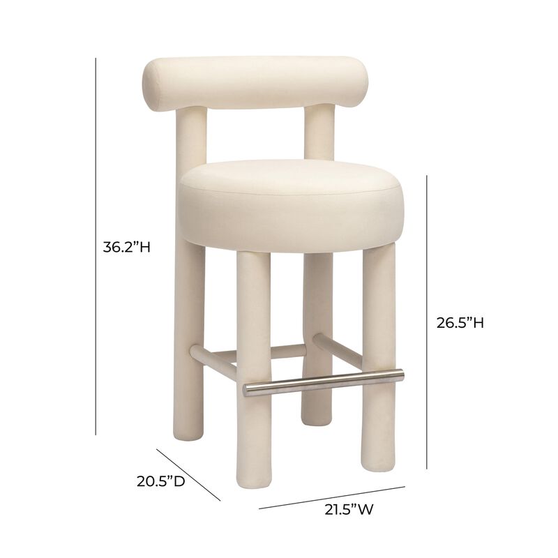 Casafoyer Carmel Cream Velvet Counter Stool image number 2
