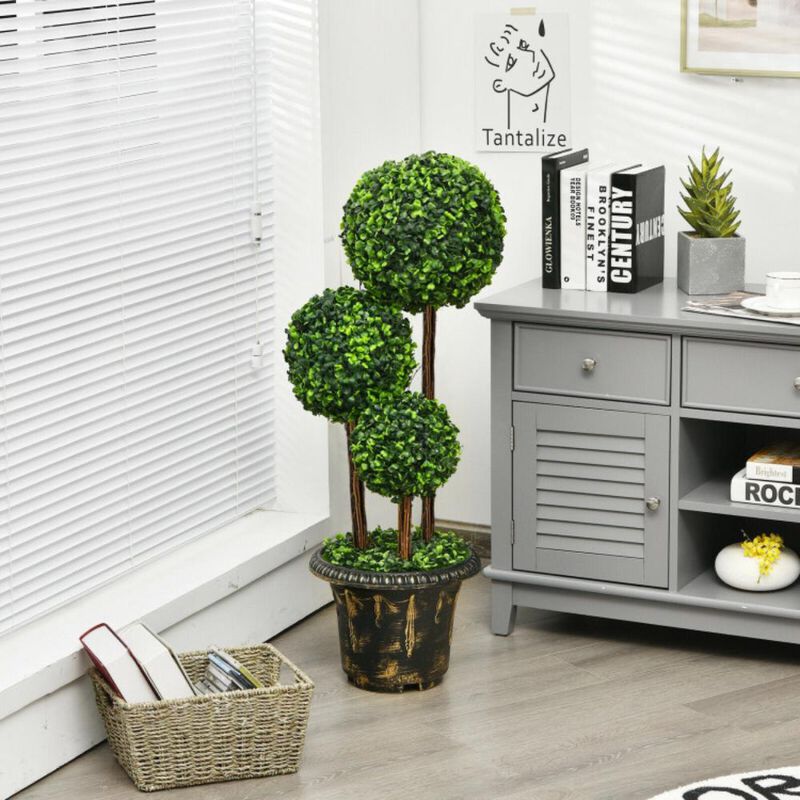 Hivvago Artificial Topiary Triple Ball Tree for Indoor and Outdoor