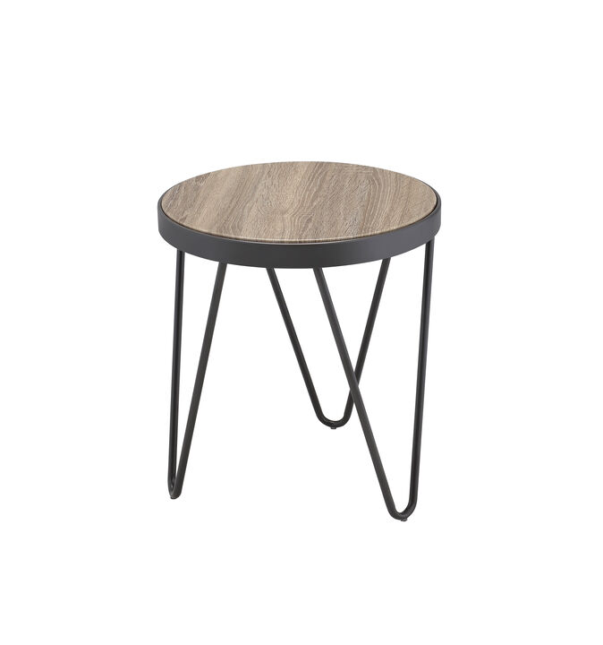 ACME Bage End Table, Weathered Gray Oak