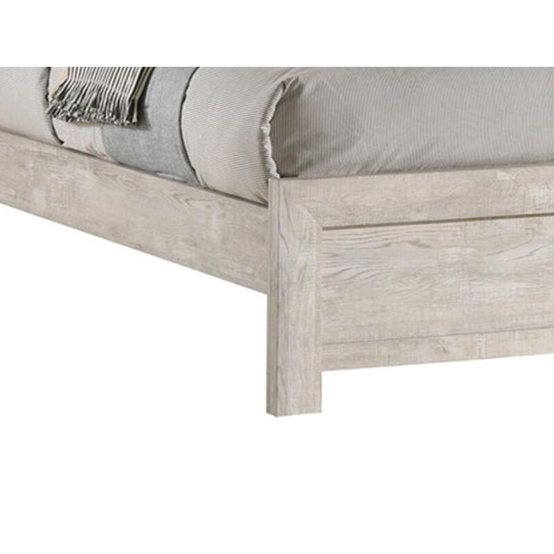 Velz King Size Bed w Chevron Patterned Headboard, Beige Wood Finish