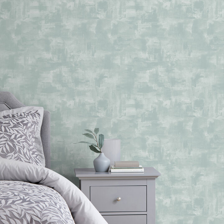 Ives Aqua Painterly Wallpaper