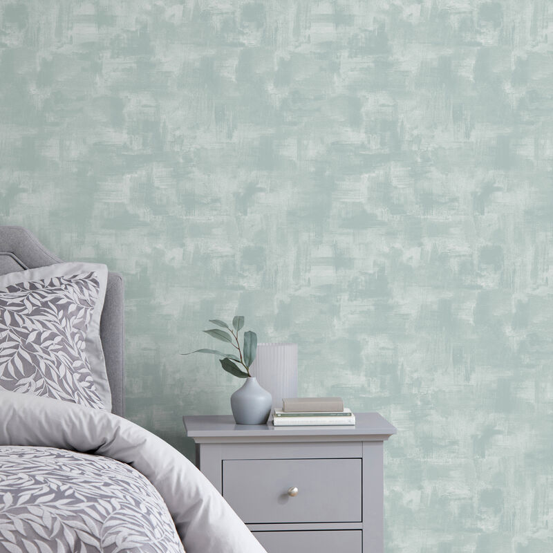 Ives Aqua Painterly Wallpaper image number 1