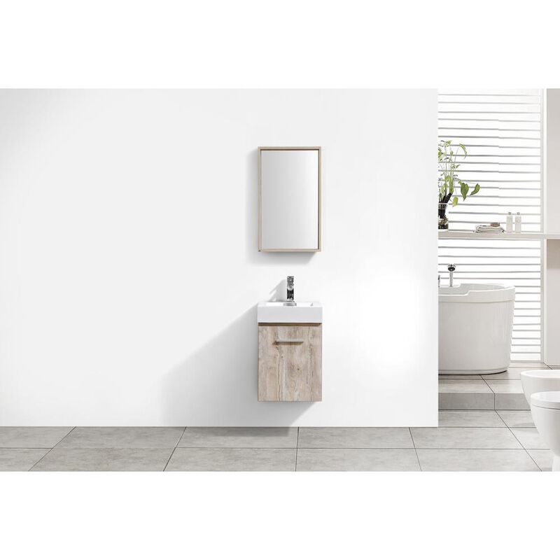Kubebath Bliss 16 Nature Wood Wall Mount Modern Bathroom Vanity