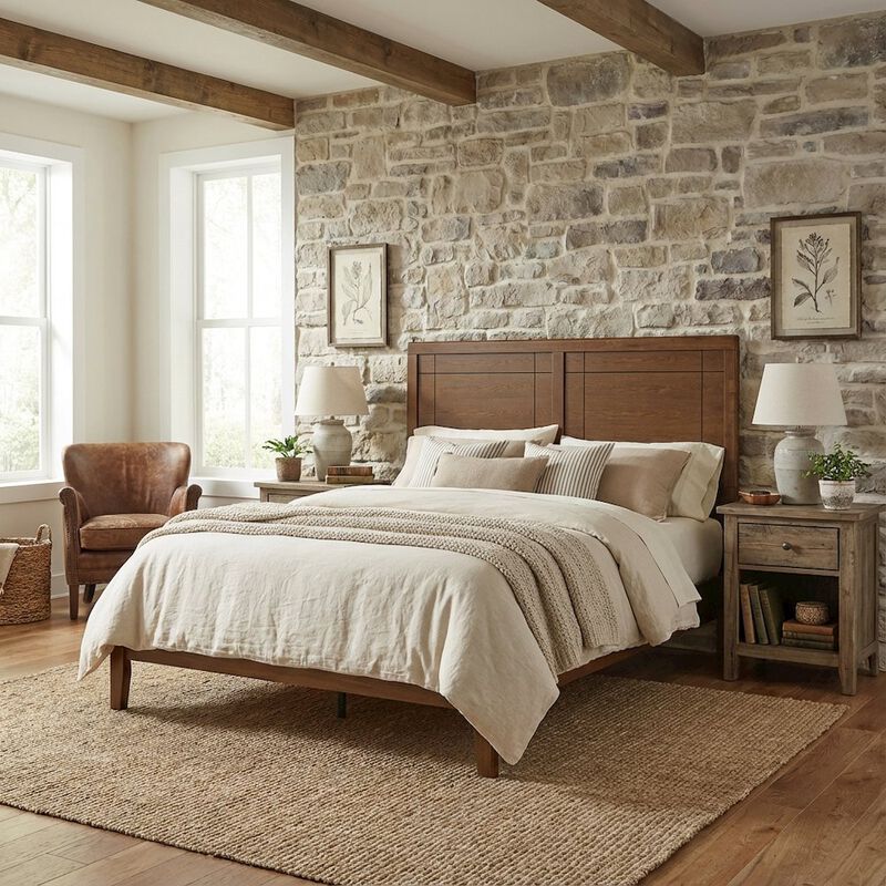Wood Full Headboard with Durable Finish and Classic Design for Bedroom image number 2
