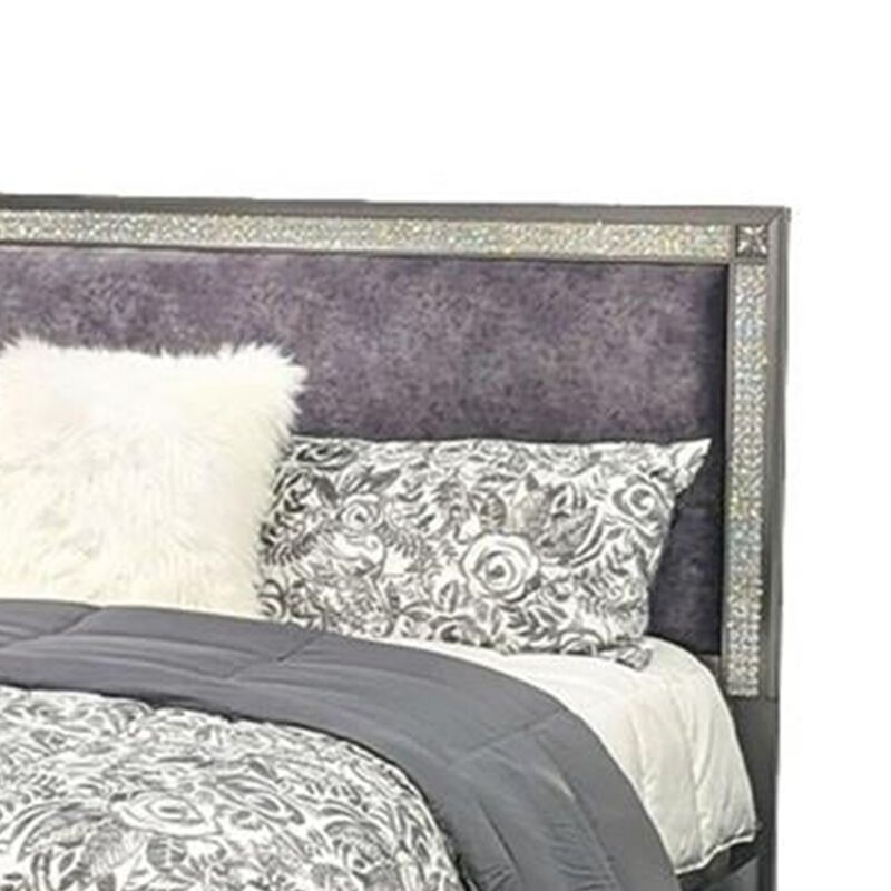 Queen Bedroom Set, Gray, Nickel Wood, 2 Piece Set with Nightstand image number 4
