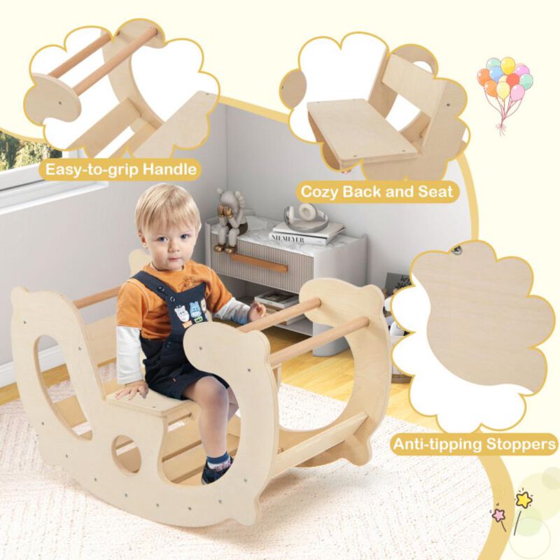 Hivvago 2-in-1 Rocking Horse Arch for Kids Montessori Climbing Toys with Arch Climber