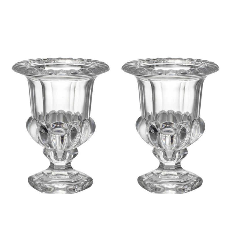 HomeRoots Set of Two Clear Glass Urn Table Vases image number 0