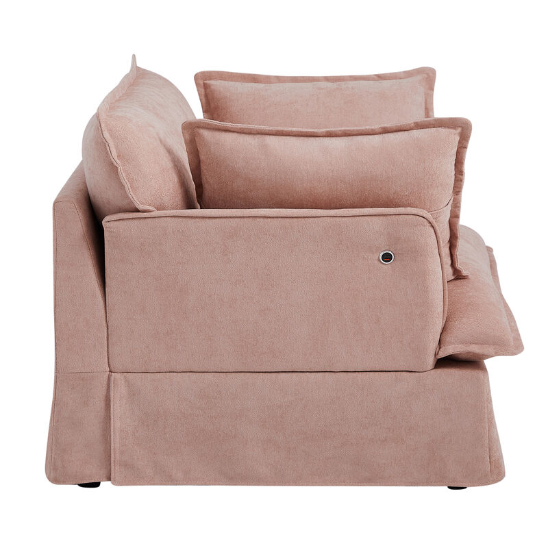 Whisen Oversized Accent Chairs with Dual-Port Charging, Skirted Base, Curved Armrest, Throw Pillows image number 3