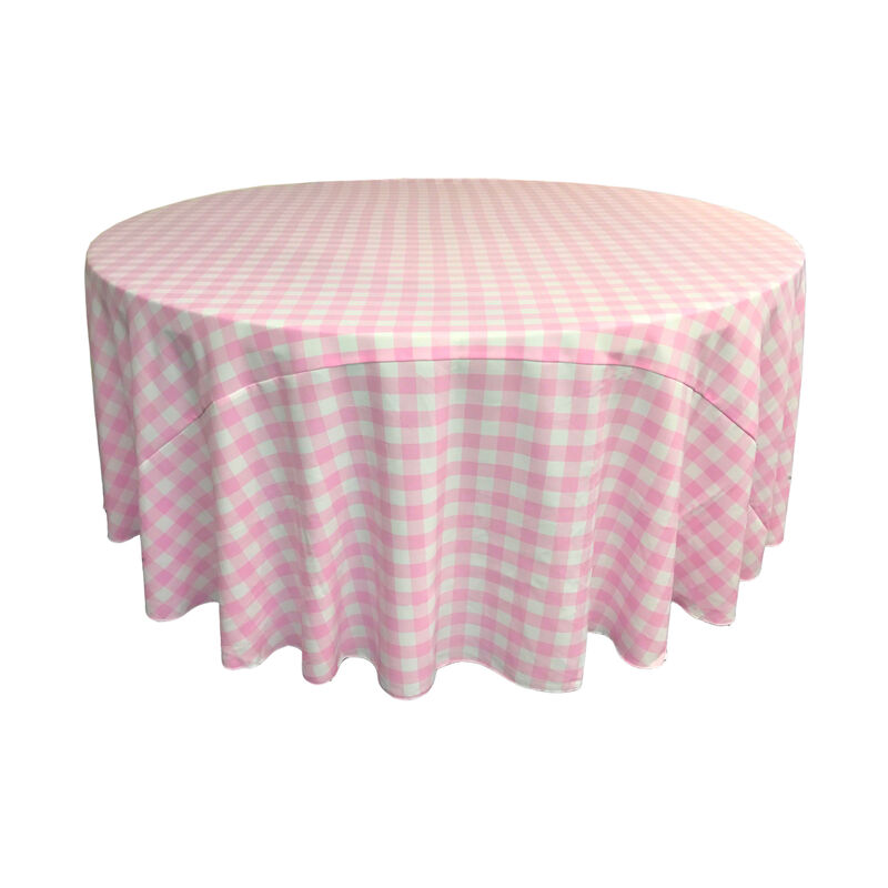 Round Checkered Tablecloth Gingham Style Fabric Table Cover for Dining and Events image number 0