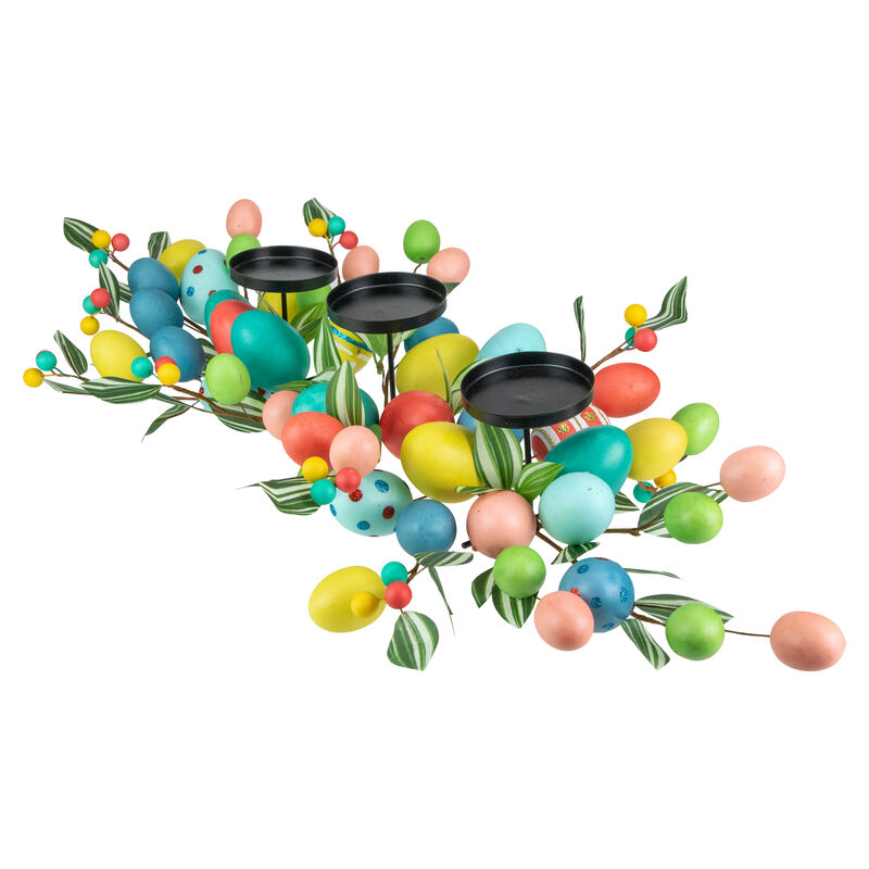 32" Colorful Easter Egg Pillar Candle Holder Centerpiece