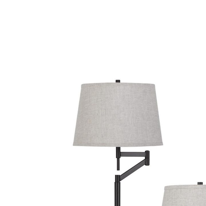 72 Inch Adjusting Floor Lamp, Table Lamps, Set of 3, Black- Benzara