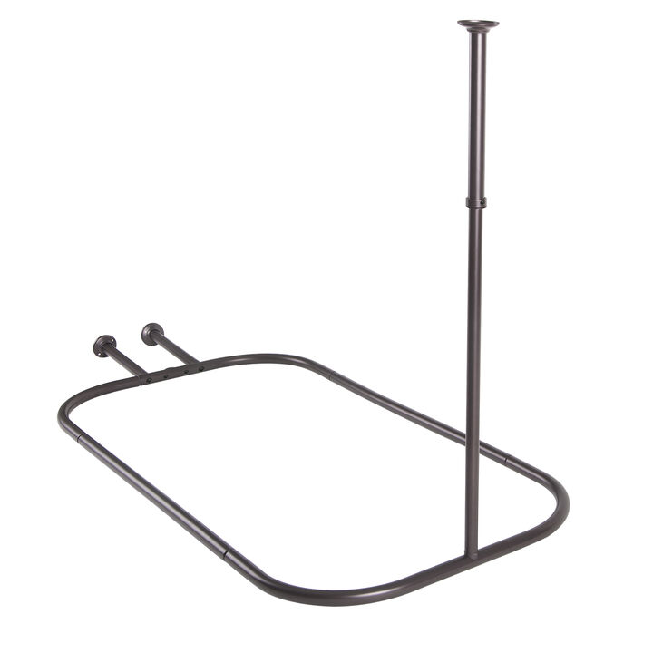 Utopia Alley Rustproof Aluminum Hoop Shower Rod With Ceiling Support for Clawfoot Tub, 58.3 Inch Size by 24 Inch