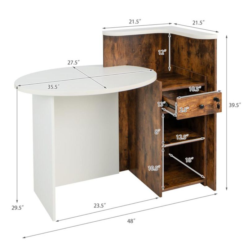 Hivvago Front Reception Office Desk with Open Shelf and Drawer