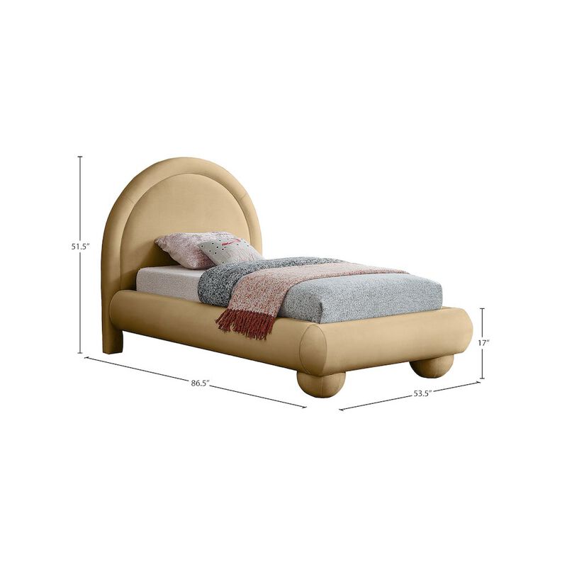 Meridian Furniture Madrid Camel Velvet Twin Bed