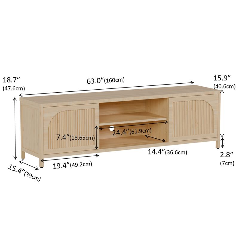 Modern Wood TV cabinet with Open Shelf for Living Room image number 3