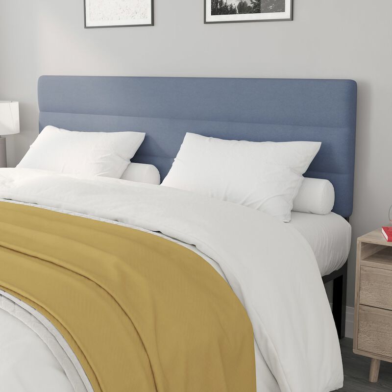 Flash Furniture King Channel Stitched Fabric Upholstered Headboard, from 44.5" to 57.25" - Blue image number 7