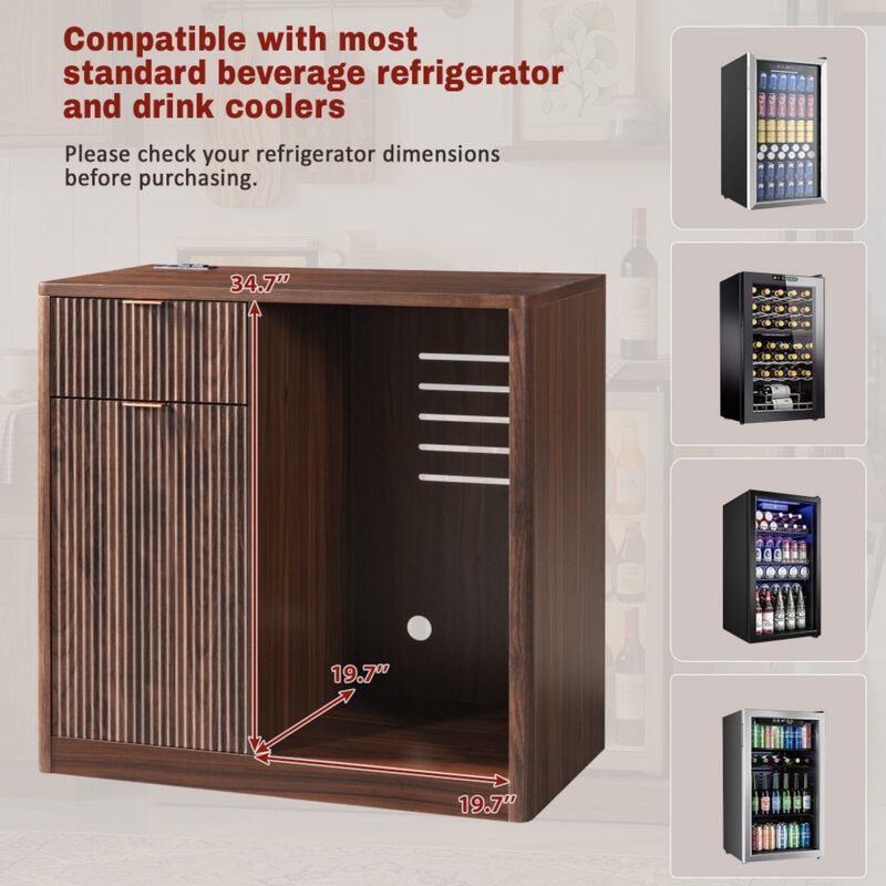 Falfil Mini Fridge Liquor Sideboard Cabinet image number 7