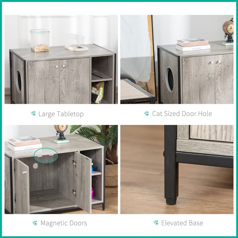 Grey Cat Washroom: Hidden Litter Box Cabinet with Storage image number 5