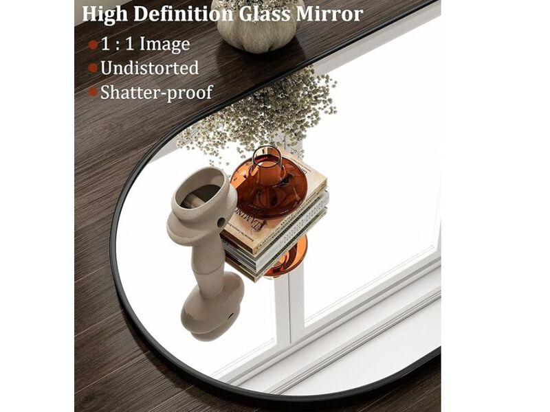 24"x36" Arched Wall Mirror  Black Metal Frame  Vanity & Entryway Decor