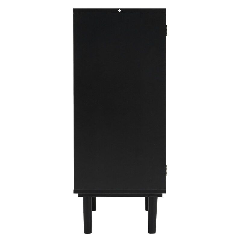Rattan Buffet Cabinet with 2 Doors and Adjustable Shelves for Entryway Storage image number 8