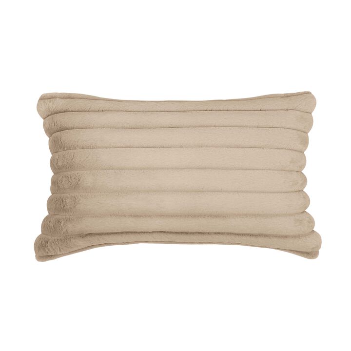 Furry Taupe Vegan Fur Rectangular Accent Pillow