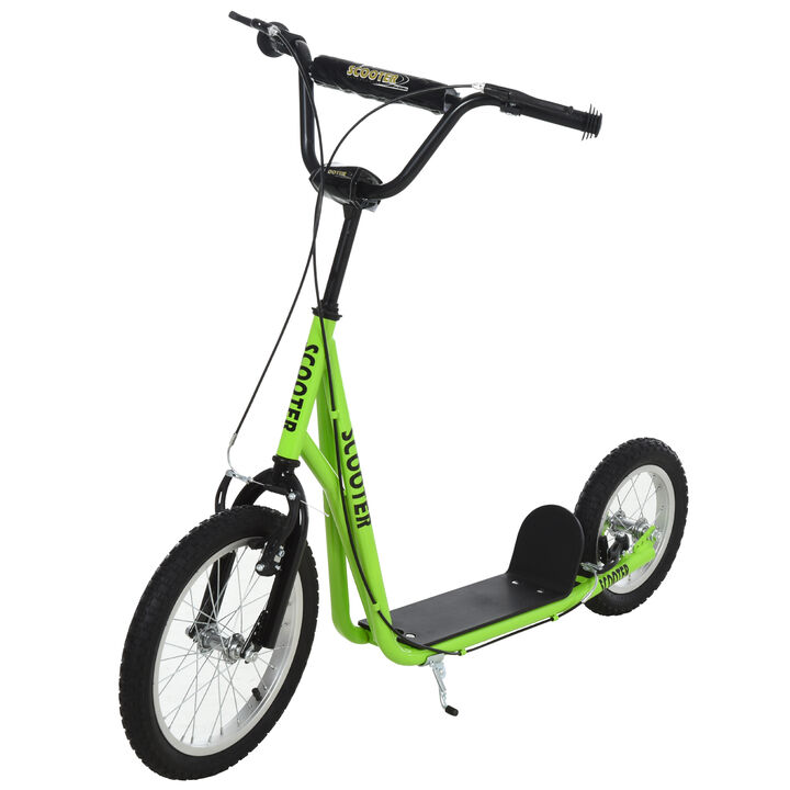 BreeBe Teens Youth Scooter Ride On Toy with Adjustable Handlebar, Dual Brakes, and Inflatable Wheels