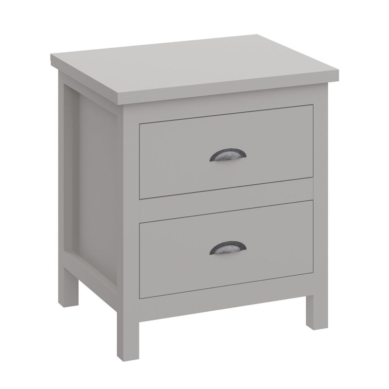 Homezia 16" Two Drawer Nightstand With Solid Wood Top