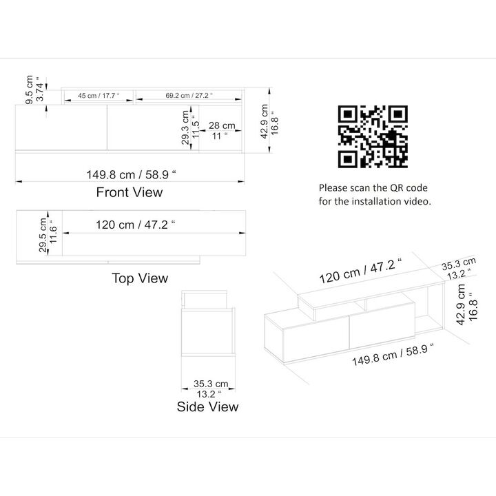 Decorotika Nexera 47 Tv Stand - Cordoba & White