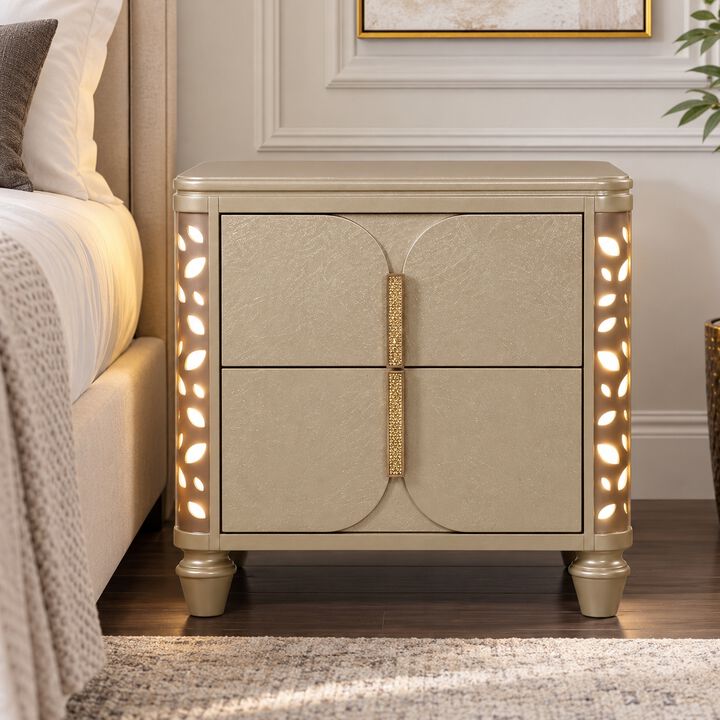 Eloriaq 2-Drawer LED Nightstand
