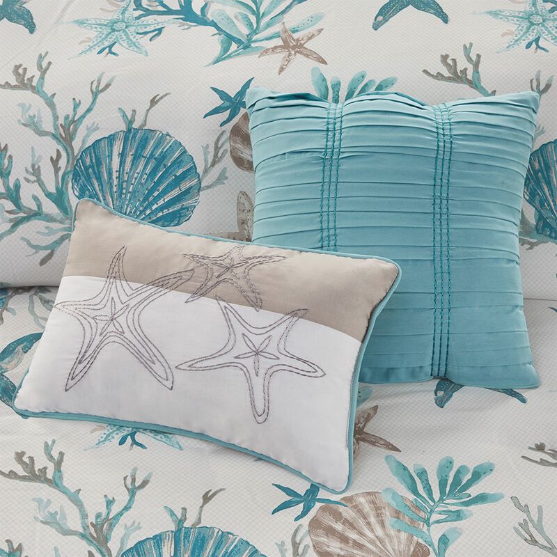Gracie Mills Koreen 6-Piece Coastal Escape Cotton Sateen Bedding Ensemble