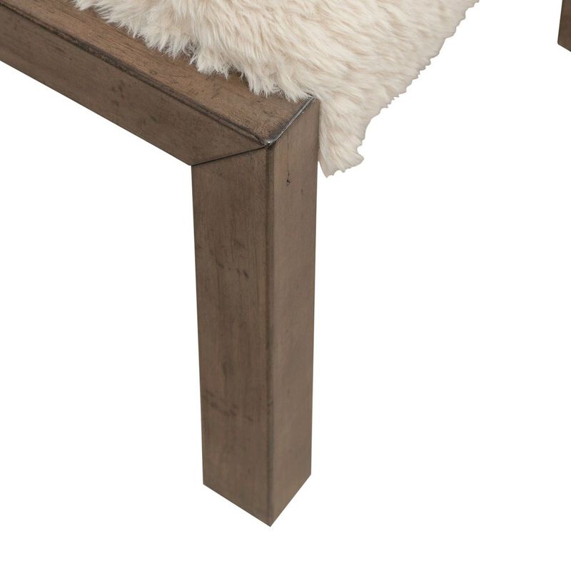 Liberty Furniture Broadmore Upholstered Console Stool - Faux Sheepskin - Cobblestone Brown image number 5