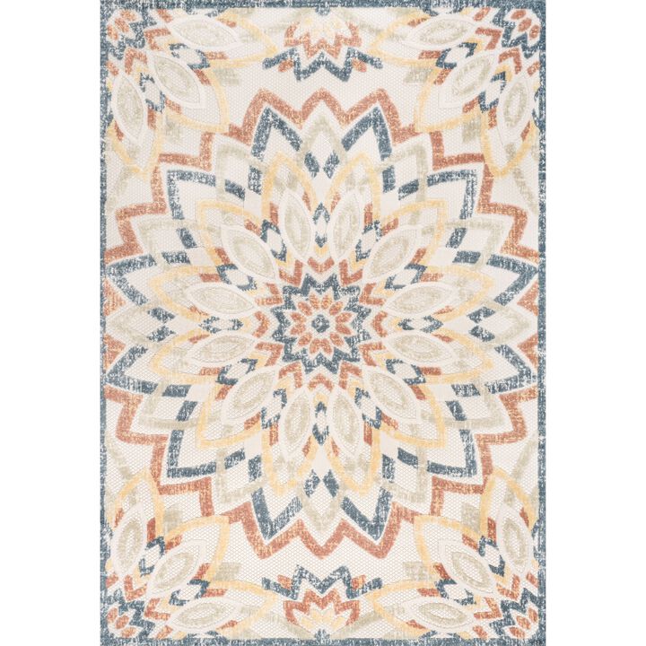 Flora Abstract Bold Mandala High-Low Indoor/Outdoor Area Rug