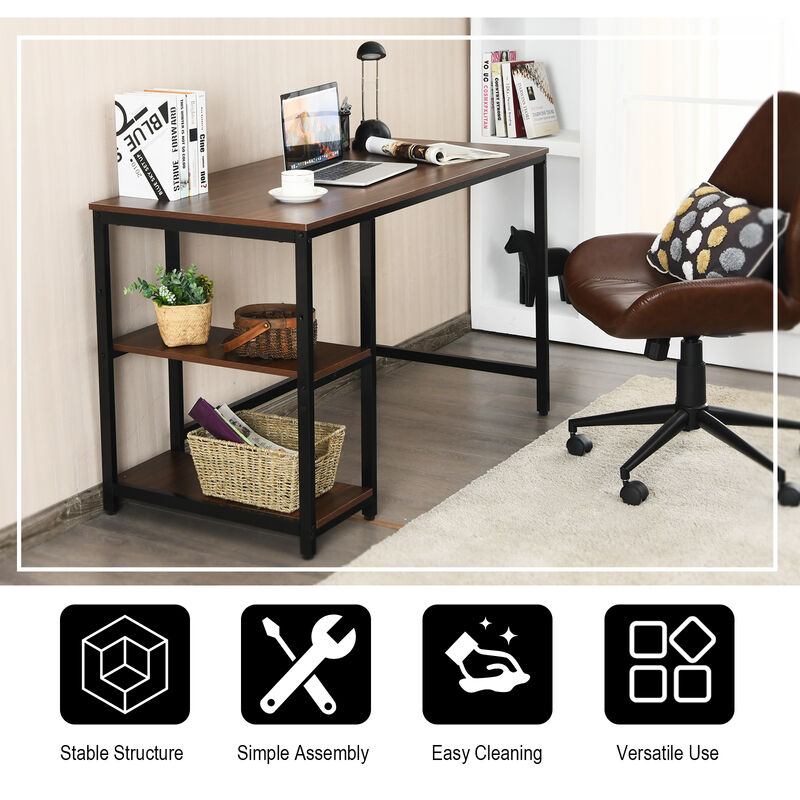 Computer Desk Office Study Table Workstation Home with Adjustable Shelf Coffee