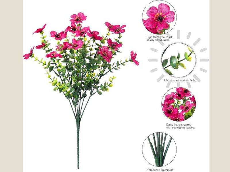 12 Bundle Artificial Eucalyptus Flower Stems Outdoor Garden Porch Decor image number 2