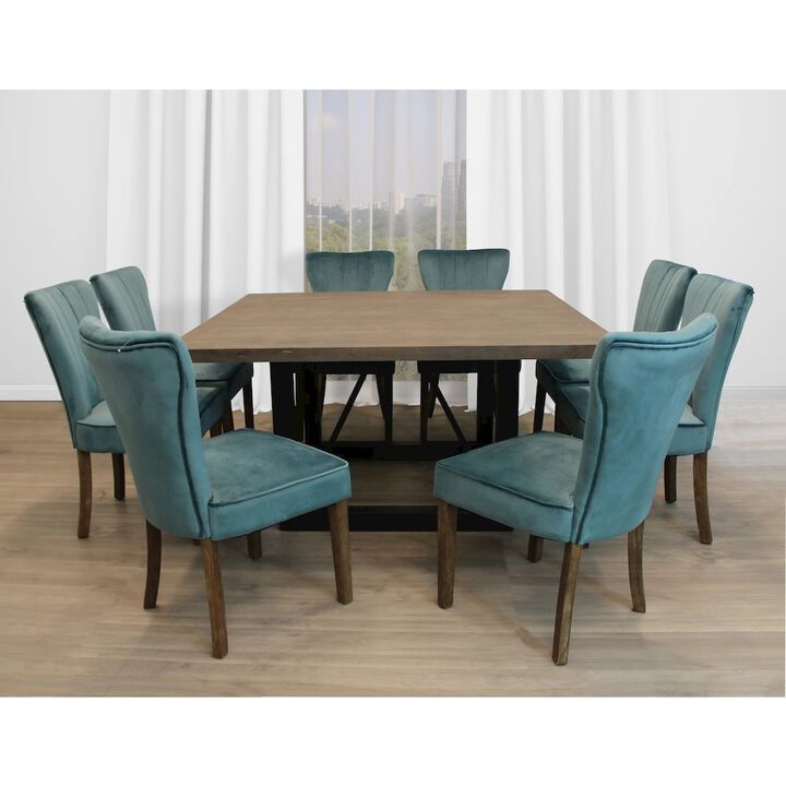Felix Square 60 Dining Table with 4 sets of Cleo Side Chairs - Teal