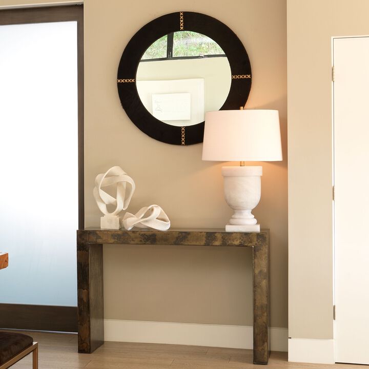 4' Black Brownand Beige Contemporary Charlemagne Metallic Console Table