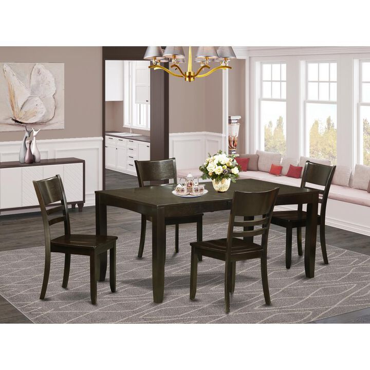 5 Pc Dining room set-Kitchen Tables with Leaf and 4 Chairs for Dining room