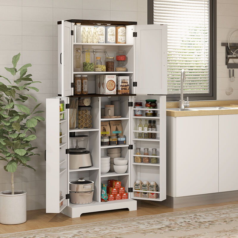 Hivvago Freestanding Kitchen Pantry Cabinet with Sensor LED image number 3