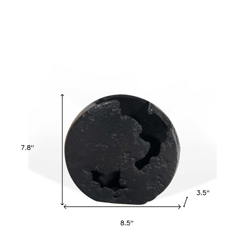 HomeRoots 8" Black Hammered Round Aluminum Table Vase image number 3