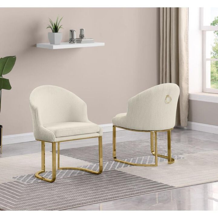 Best Quality Furniture Cream With Gold Side Chairs, Set Of Two