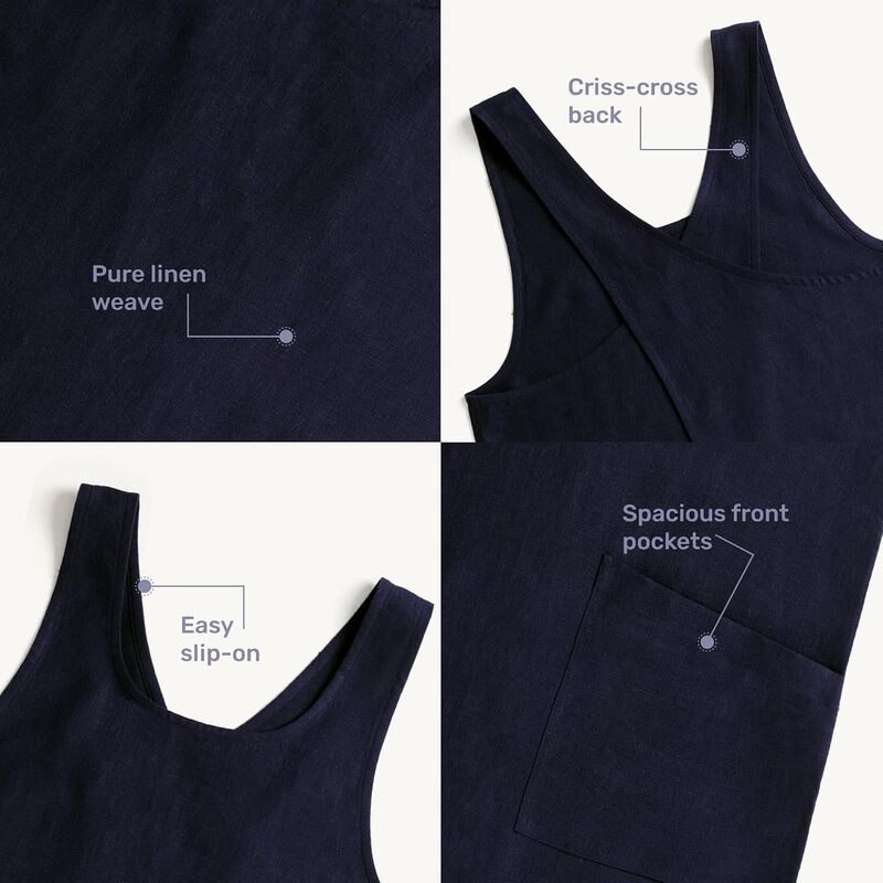 Solino Home 100% Pure Linen Apron - Linen Smock Apron image number 2