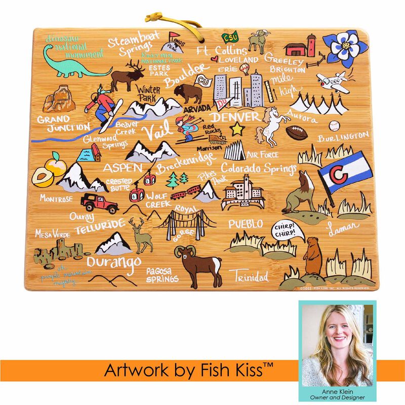Colorado Cutting Board with Artwork by Fish Kiss&trade;