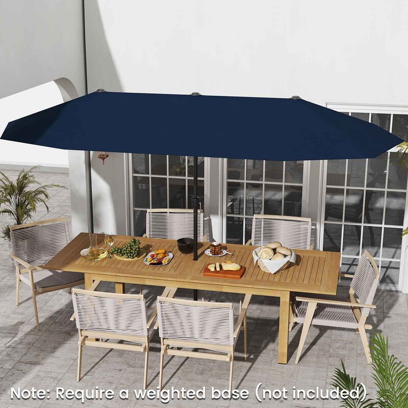 Patio Umbrella Outdoor Double-Sided Table Market Umbrella with Crank Handle