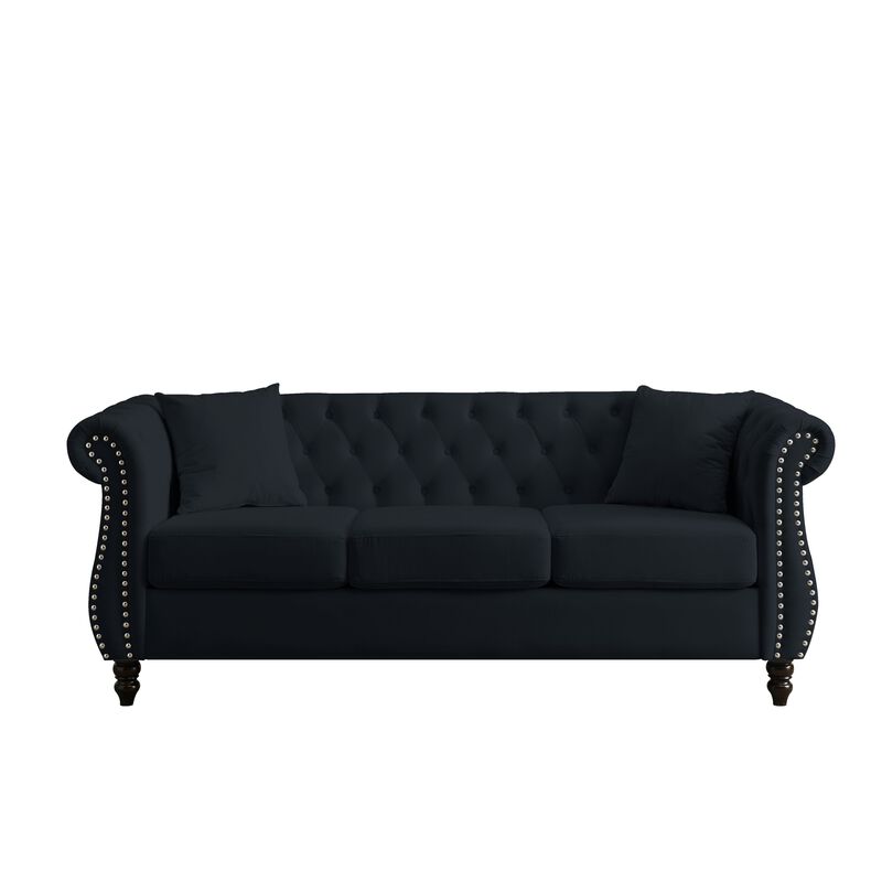 Schalf Velvet 3 Seater Chesterfield Sofa image number 0