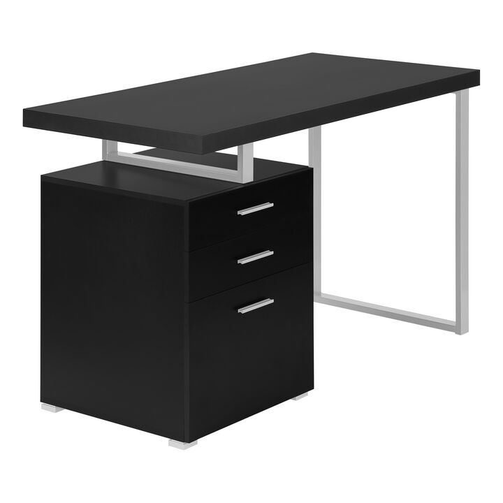 Monarch Specialties I 7649 Computer Desk, Home Office, Laptop, Left, Right Set-up, Storage Drawers, 48"L, Work, Metal, Laminate, Black, Grey, Contemporary, Modern