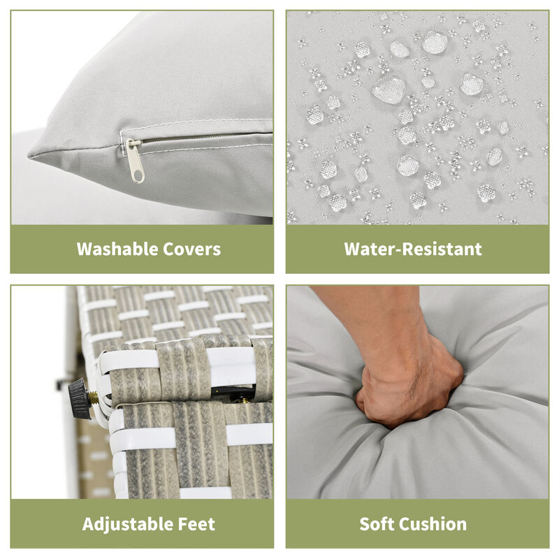 Merax Luxury Round Outdoor Sectional Sofa Set Rattan Daybed