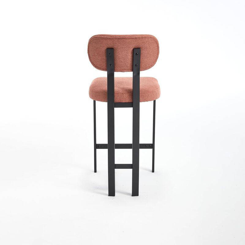 Envelor Counter Height Upholstered Chenille Bar Stool with Metal Legs, Set of 2 image number 4