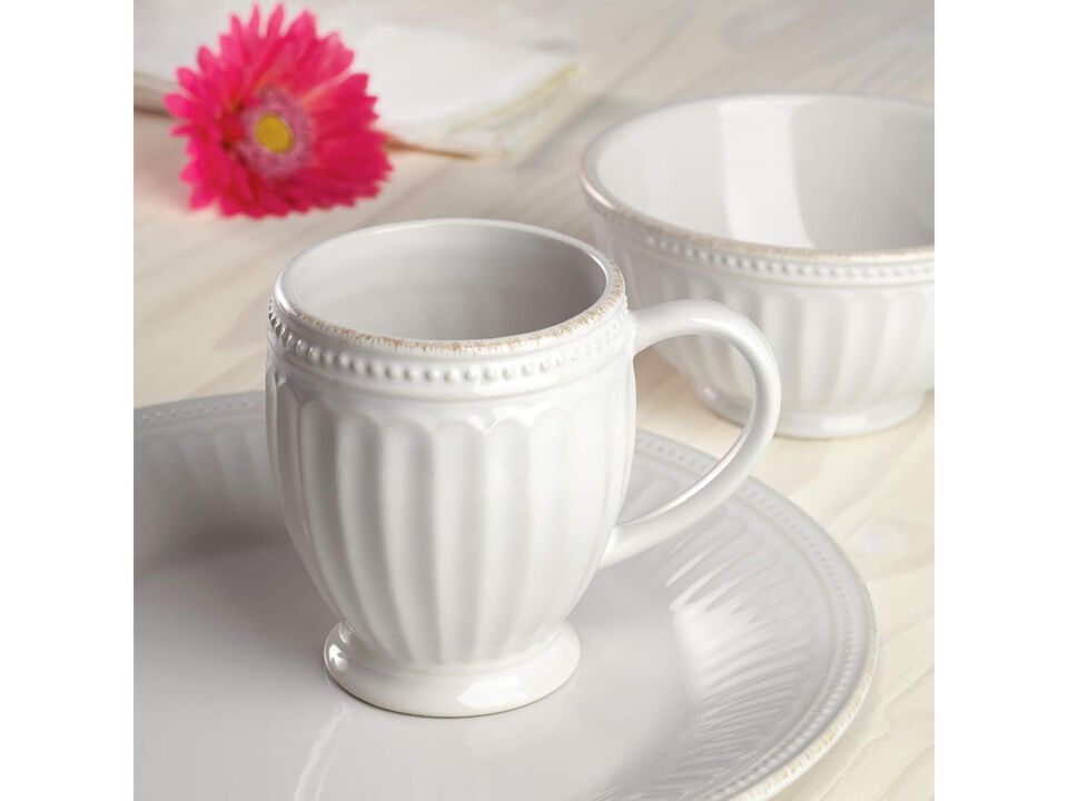 Lenox White French Perle Groove 4Pc Place Setting