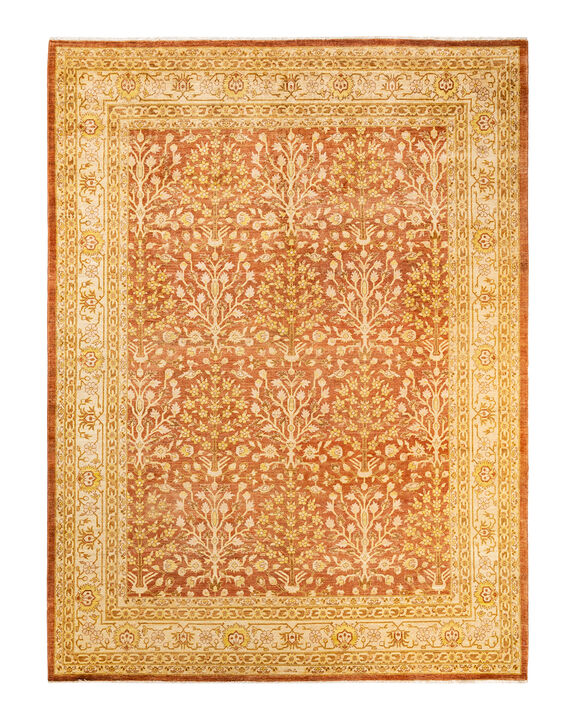 Eclectic, One-of-a-Kind Hand-Knotted Area Rug  - Orange, 9' 1" x 12' 2"